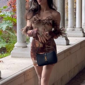 City Girl Gloved Mini Dress Set - Brown